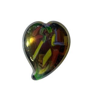 Multicolored Abstract Heart Glass Paperweight Sculpture